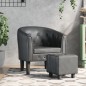 vidaXL Clubsessel mit Fußhocker Grau Kunstleder vidaXL Clubsessel mit Fußhocker Grau Kunstleder