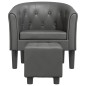 vidaXL Clubsessel mit Fußhocker Grau Kunstleder vidaXL Clubsessel mit Fußhocker Grau Kunstleder