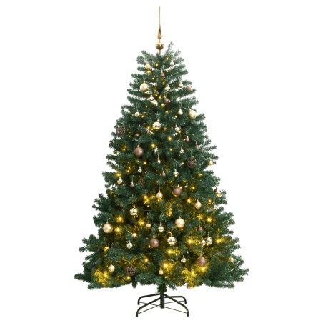 vidaXL Künstlicher Weihnachtsbaum Klappbar 150 LEDs & Kugeln 150 cm