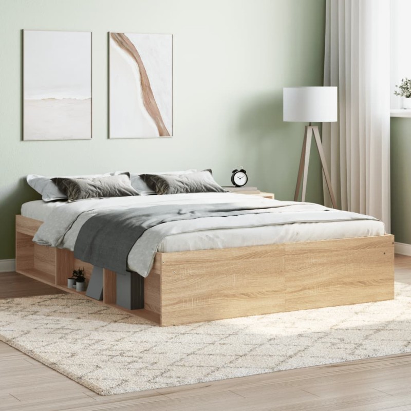 vidaXL Bettgestell Sonoma-Eiche 135x190 cm vidaXL Bettgestell Sonoma-Eiche 135x190 cm