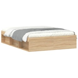 vidaXL Bettgestell Sonoma-Eiche 135x190 cm