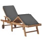 Sonnenliegen mit Auflagen 2 Stk. Massivholz Teak Dunkelgrau Sonnenliegen mit Auflagen 2 Stk. Massivholz Teak Dunkelgrau