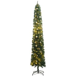 vidaXL Weihnachtsbaum Schlank mit 300 LEDs & Kugeln 270 cm