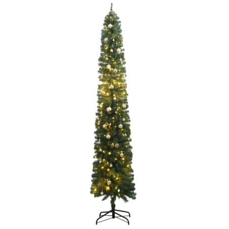 vidaXL Weihnachtsbaum Schlank mit 300 LEDs & Kugeln 270 cm