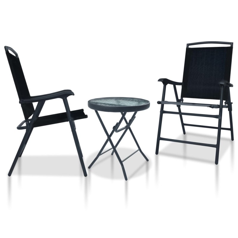 3-tlg. Bistro-Set Schwarz Stahl 3-tlg. Bistro-Set Schwarz Stahl