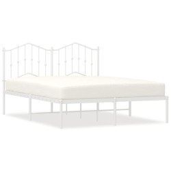 vidaXL Bettgestell mit Kopfteil Metall Weiß 140x190 cm