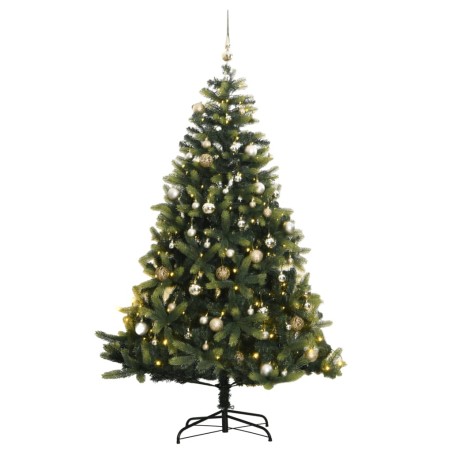 vidaXL Künstlicher Weihnachtsbaum Klappbar 150 LEDs & Kugeln 150 cm