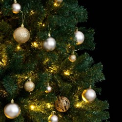 vidaXL Künstlicher Weihnachtsbaum Klappbar 150 LEDs & Kugeln 150 cm  