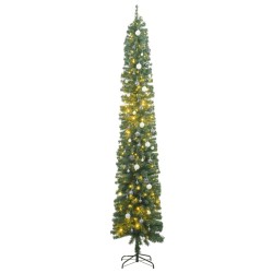 vidaXL Weihnachtsbaum Schlank mit 300 LEDs & Kugeln 300 cm