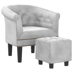 vidaXL Clubsessel mit Fußhocker Silbern Kunstleder