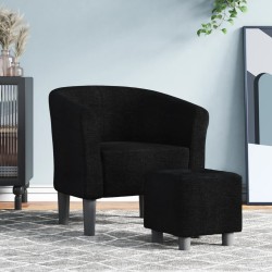 vidaXL Clubsessel mit Fußhocker Schwarz Stoff