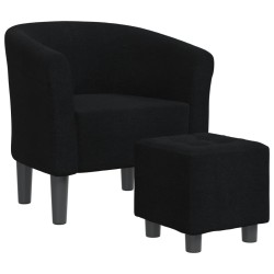 vidaXL Clubsessel mit Fußhocker Schwarz Stoff