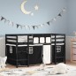 vidaXL Kinderhochbett mit Vorhängen Weiß Schwarz 90x190 cm Kiefernholz vidaXL Kinderhochbett mit Vorhängen Weiß Schwarz 90x190 cm Kiefernholz