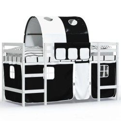 vidaXL Kinderhochbett mit Tunnel Weiß & Schwarz 80x200 cm Kiefernholz