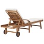 Sonnenliegen mit Auflagen 2 Stk. Massivholz Teak Creme Sonnenliegen mit Auflagen 2 Stk. Massivholz Teak Creme