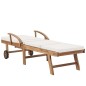 Sonnenliegen mit Auflagen 2 Stk. Massivholz Teak Creme Sonnenliegen mit Auflagen 2 Stk. Massivholz Teak Creme