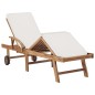 Sonnenliegen mit Auflagen 2 Stk. Massivholz Teak Creme Sonnenliegen mit Auflagen 2 Stk. Massivholz Teak Creme