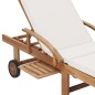Sonnenliegen mit Auflagen 2 Stk. Massivholz Teak Creme Sonnenliegen mit Auflagen 2 Stk. Massivholz Teak Creme