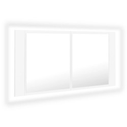 vidaXL LED-Bad-Spiegelschrank Weiß 90x12x45 cm Acryl