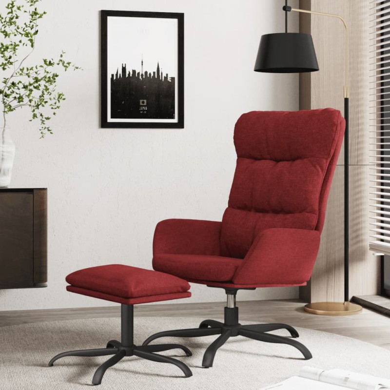 vidaXL Relaxsessel mit Hocker Weinrot Stoff vidaXL Relaxsessel mit Hocker Weinrot Stoff
