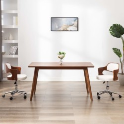 Drehbare Esszimmerstühle 2 Stk. Weiß Bugholz und Kunstleder