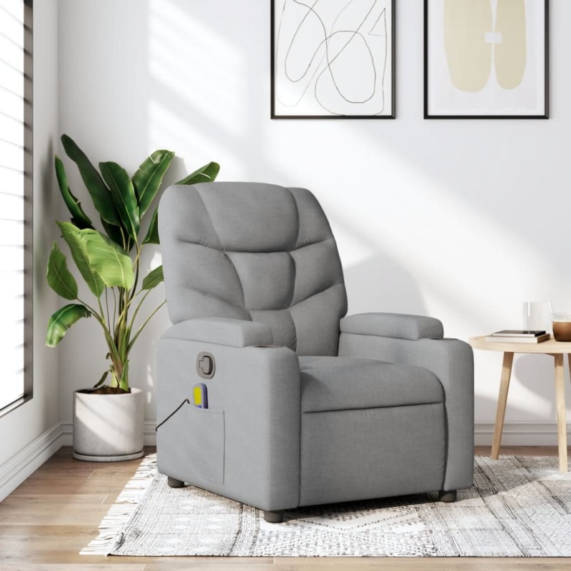vidaXL Massagesessel Hellgrau Stoff vidaXL Massagesessel Hellgrau Stoff