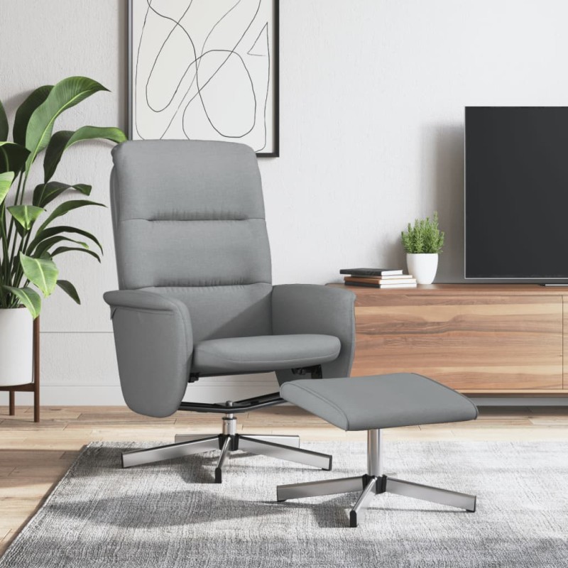 vidaXL Relaxsessel mit Fußhocker Hellgrau Stoff vidaXL Relaxsessel mit Fußhocker Hellgrau Stoff