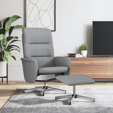 vidaXL Relaxsessel mit Fußhocker Hellgrau Stoff