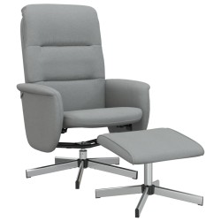 vidaXL Relaxsessel mit Fußhocker Hellgrau Stoff