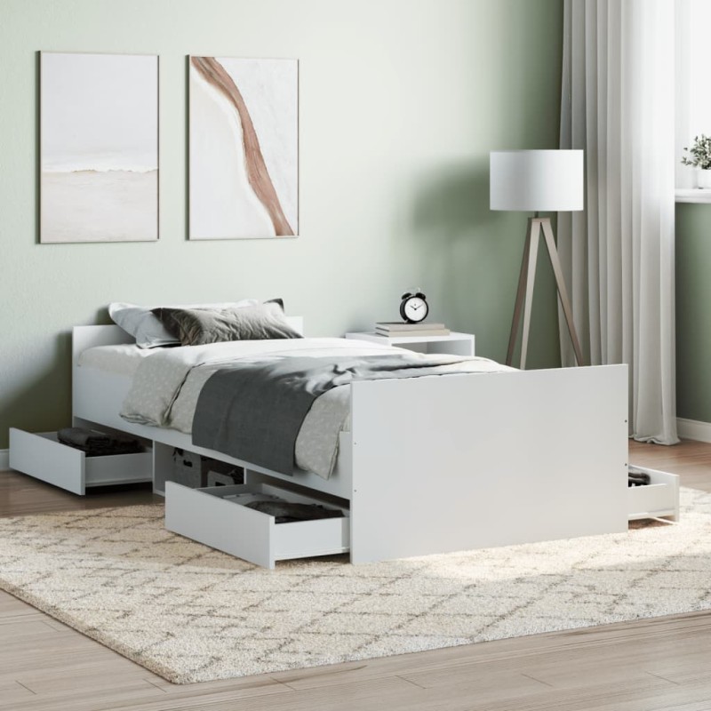 vidaXL Bettgestell mit Kopf- und Fußteil Weiß 90x190 cm vidaXL Bettgestell mit Kopf- und Fußteil Weiß 90x190 cm