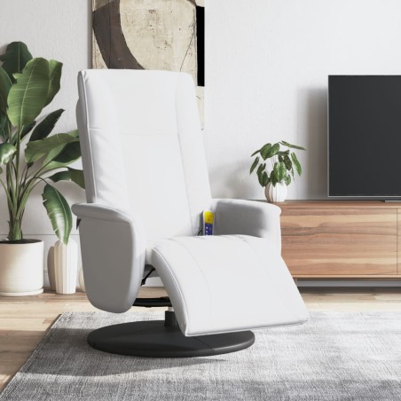 vidaXL Massagesessel mit Fußteil Weiß Kunstleder