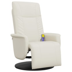 vidaXL Massagesessel mit Fußteil Creme Kunstleder