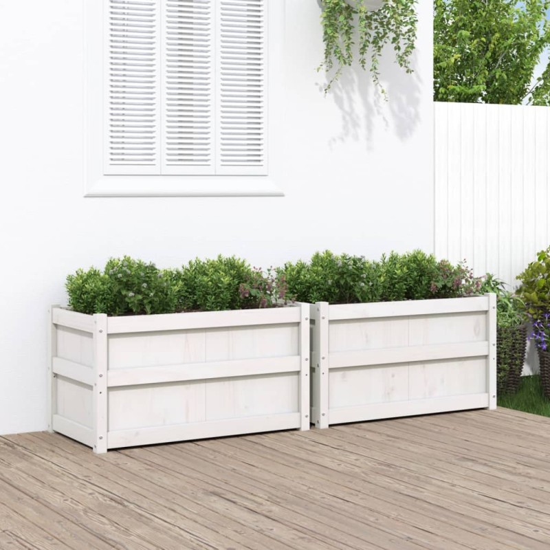 vidaXL Pflanzkübel 2 Stk. Weiß Massivholz Kiefer vidaXL Pflanzkübel 2 Stk. Weiß Massivholz Kiefer