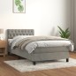 vidaXL Boxspringbett mit Matratze Hellgrau 100x200 cm Samt vidaXL Boxspringbett mit Matratze Hellgrau 100x200 cm Samt