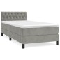 vidaXL Boxspringbett mit Matratze Hellgrau 100x200 cm Samt vidaXL Boxspringbett mit Matratze Hellgrau 100x200 cm Samt