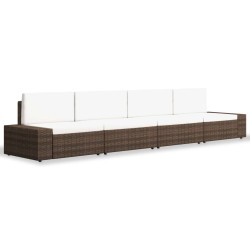 4-tlg. Garten-Lounge-Set Poly Rattan Braun