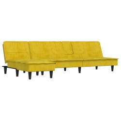 vidaXL Schlafsofa in L-Form Gelb 255x140x70 cm Samt