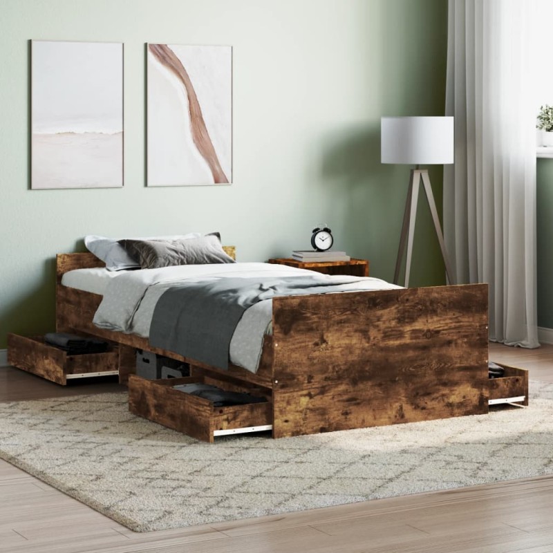 vidaXL Bettgestell mit Kopf- und Fußteil Räuchereiche 90x190 cm vidaXL Bettgestell mit Kopf- und Fußteil Räuchereiche 90x190 cm