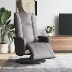 vidaXL Massagesessel mit Fußteil Grau Kunstleder