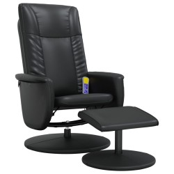 vidaXL Massagesessel mit Fußhocker Schwarz Kunstleder