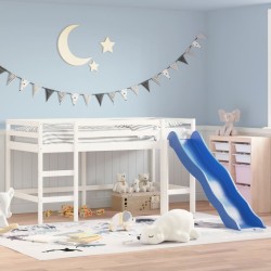 vidaXL Kinderhochbett mit Rutsche Weiß 90x190 cm Massivholz Kiefer