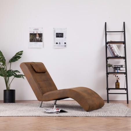 vidaXL Chaiselongue mit Kissen Braun Wildleder-Optik 