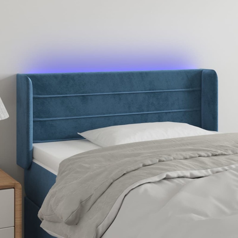 vidaXL LED Kopfteil Dunkelblau 93x16x78/88 cm Samt