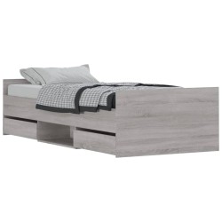 vidaXL Bettgestell mit Kopf- und Fußteil Grau Sonoma 90x190 cm