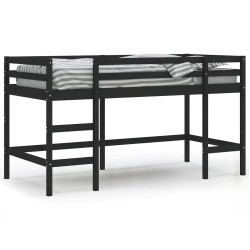 vidaXL Kinderhochbett mit Leiter Schwarz 80x200 cm Massivholz Kiefer