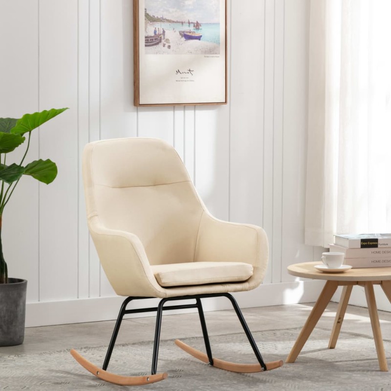 vidaXL Schaukelstuhl Creme Stoff vidaXL Schaukelstuhl Creme Stoff