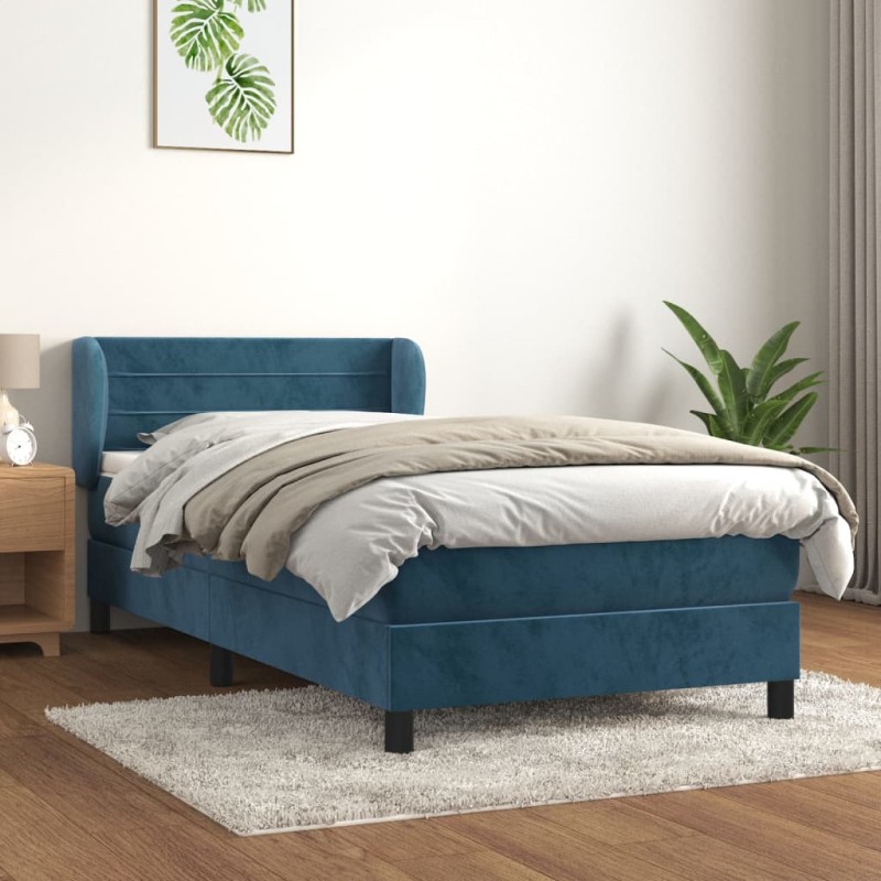 vidaXL Boxspringbett mit Matratze Dunkelblau 90x200 cm Samt vidaXL Boxspringbett mit Matratze Dunkelblau 90x200 cm Samt