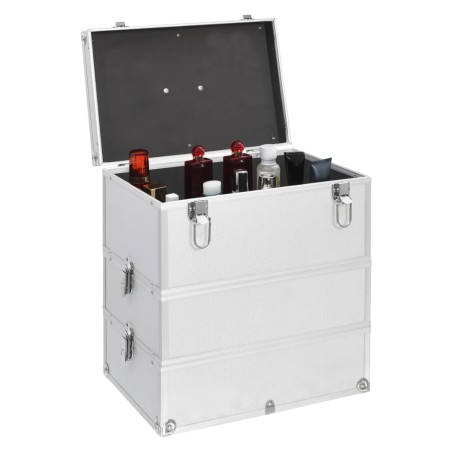 vidaXL Kosmetikkoffer 37x24x40 cm Silbern Aluminium