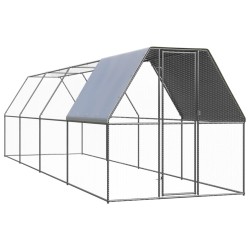 vidaXL Outdoor-Hühnerkäfig 2x8x2 m Verzinkter Stahl 