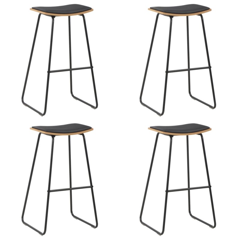 Barshocker 4 Stk. Schwarz Kunstleder Barshocker 4 Stk. Schwarz Kunstleder